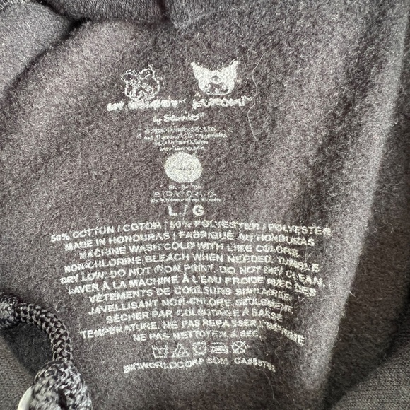 Sanrio Hoodie Size L Kuromi My Melody Pullover Sweatshirt Black Pink Heart - Picture 5 of 5